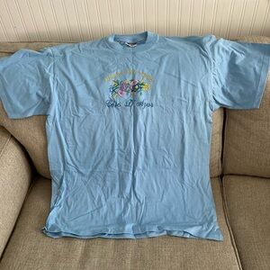 Light Blue Floral Embroidered Womens T-Shirt - Cote D'Azur